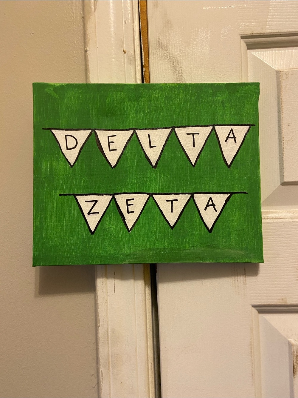 Delta Zeta Decorative Canvas Wall Art in Green and White